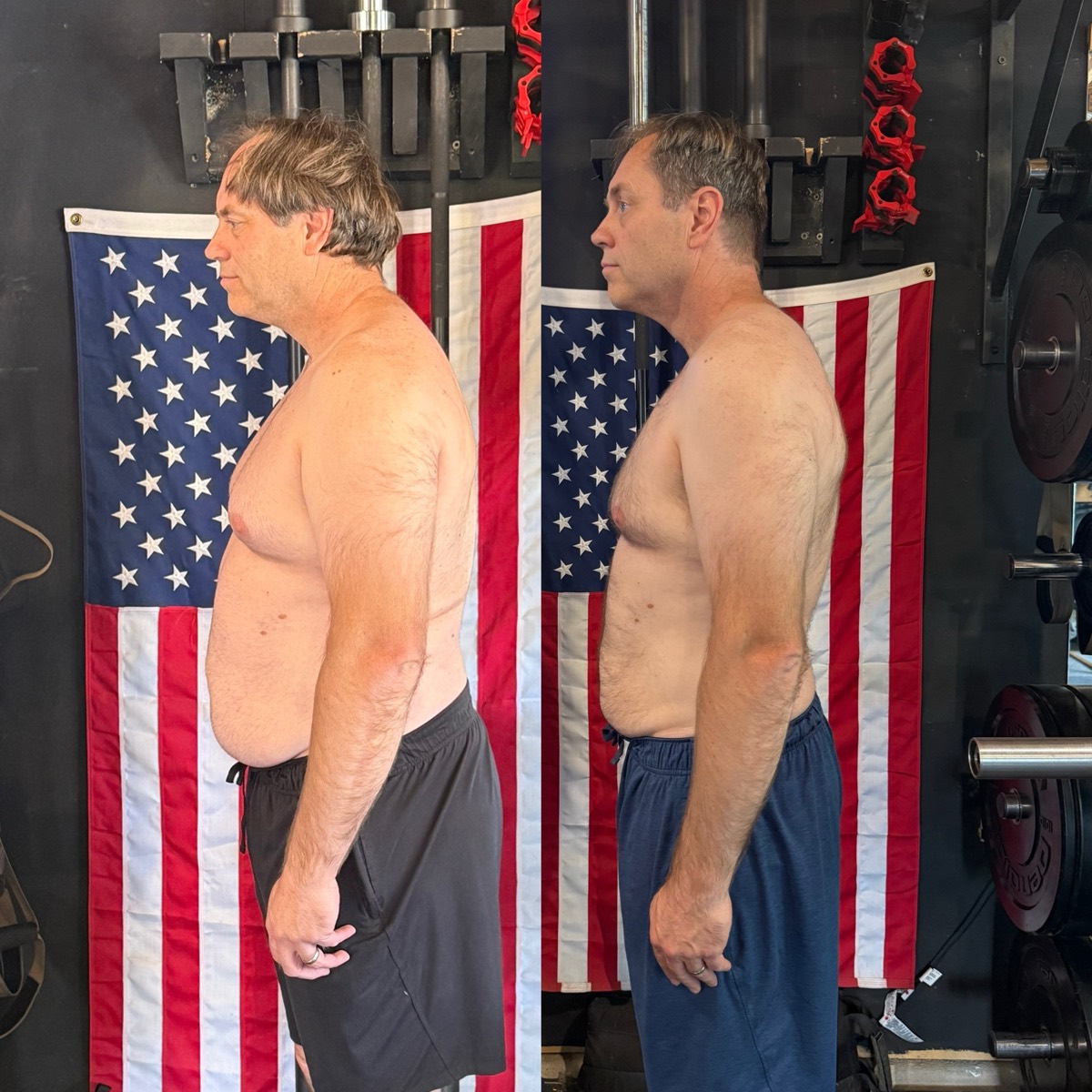 Before and after of a coaching client