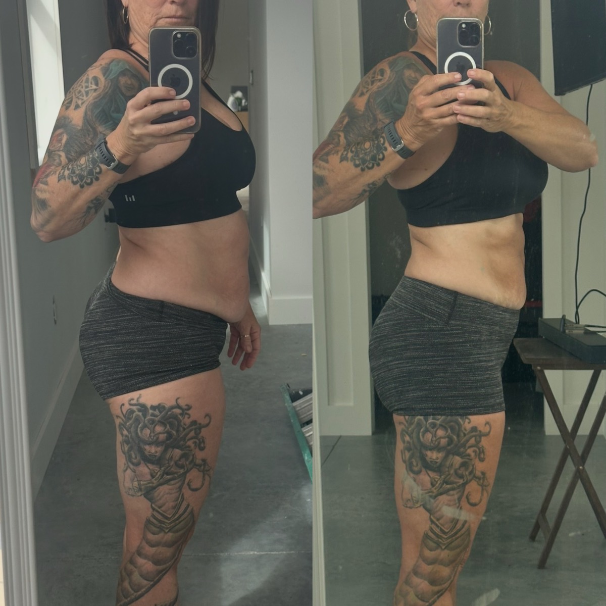 Before and after of a coaching client